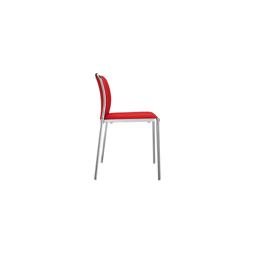 Kartell 5977/LG Audrey Soft Chair by Piero Lissoni, Pack of 2, Trevira Fabric Red