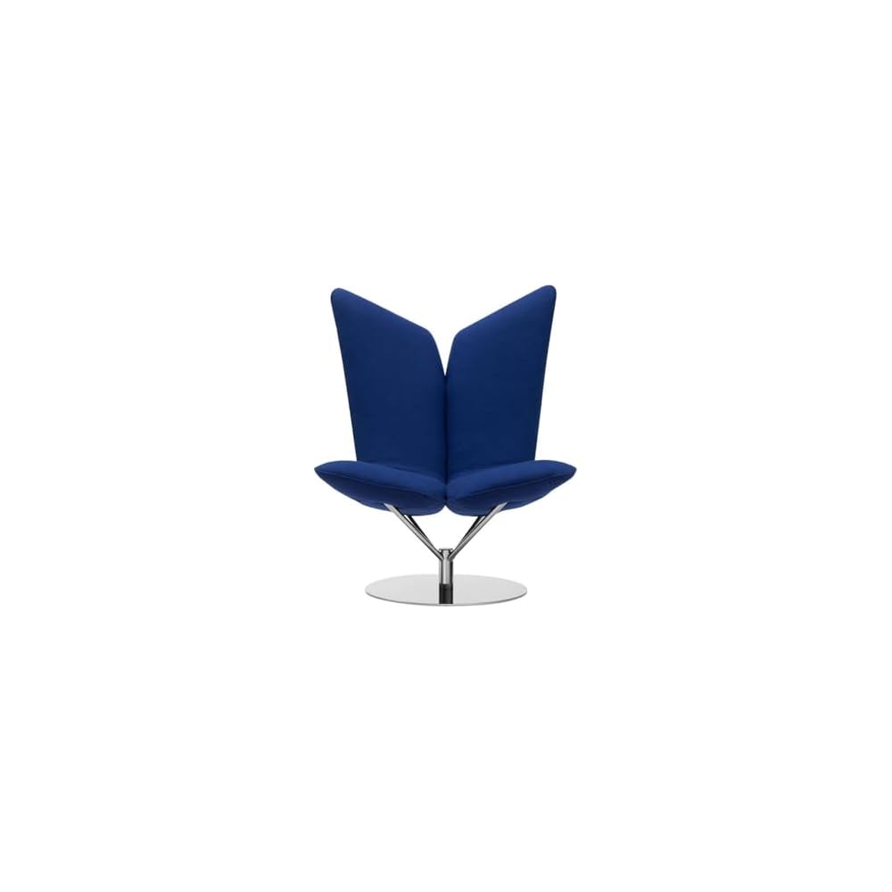 Modern Swivel Accent Chair Wingback Lounge Chair, Upholstered Fabric Single Sofa Chair with 360° Rotating Base for Living Room Bedroom Office (Blue)