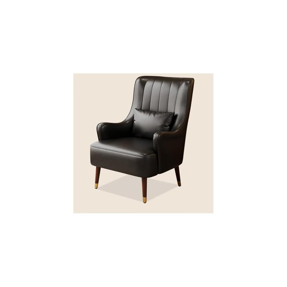 PU Leather Accent Chair Italian Style Single Sofa Genuine Leather Cigar American Style Exquisite Furniture Compression Resistant & Collapse Resistant for Living Lounge Whisky Bar(with Footstool)