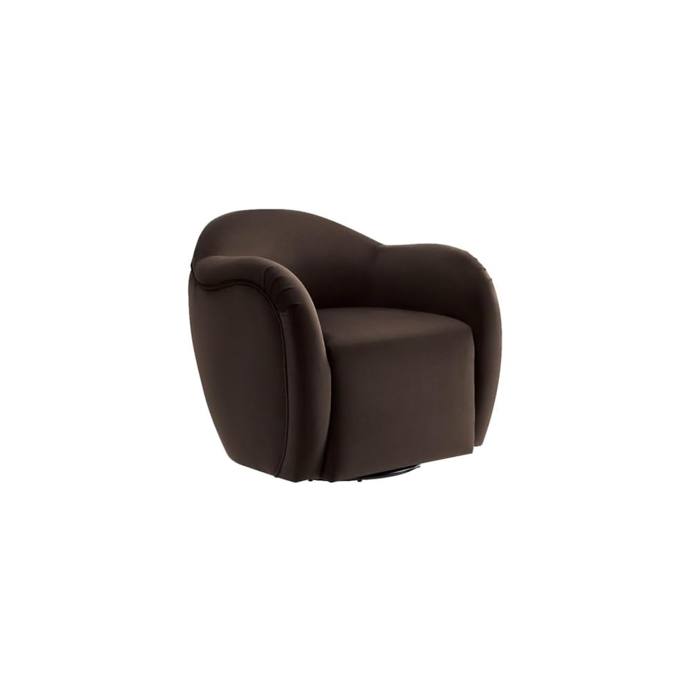 Modway Compose Performance Velvet Swivel Armchair in Alabaster - Barrel Accent Chair - Comfy Round Single Sofa Chair with 360° Rotation - Modern Upholstered Club Chair for Living Room, Bedroom