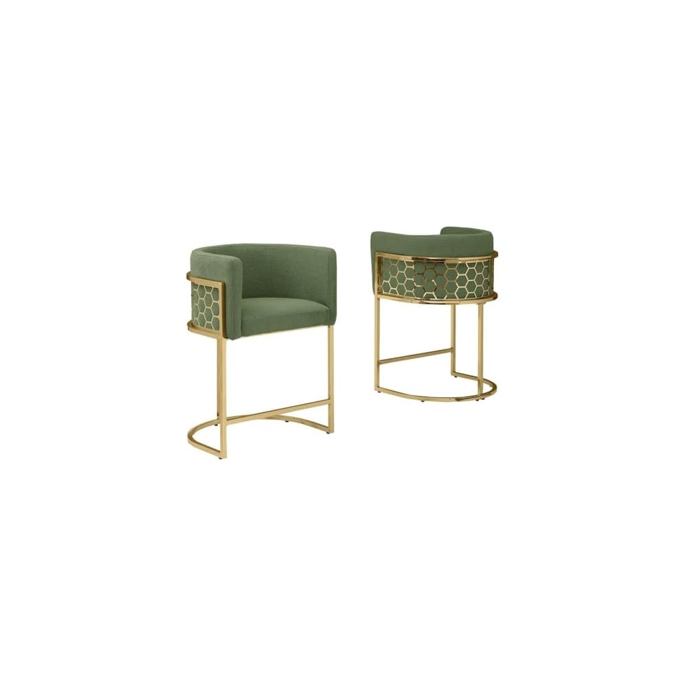 Best Quality Furniture TM THE Best Choice for Your Home Modern Honeycomb Armchairs with Chrome Base, Silver or Gold Frame Options (Teddy Fabric, Black/Silver, Counter Height Chair)
