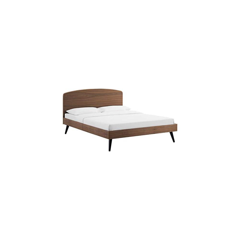 Modway Bronwen Queen Wood Platform Bed in Walnut