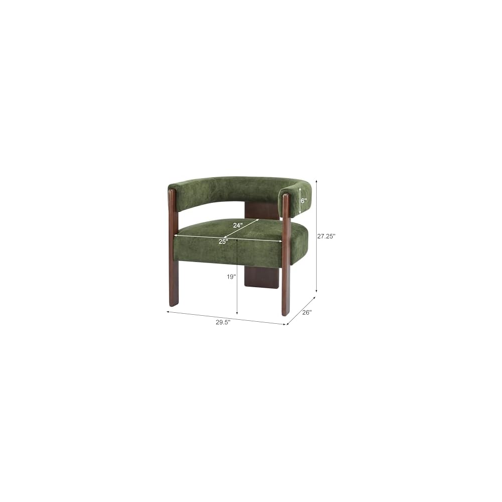 Christopher Knight Home Nettie Modern Accent Chair for Living Room, Velvet Fabric Single Lounge Sofa Chair with Wooden Frame, Comfy Reading Chair for Bedroom, Lounge Armchair with Cushion, Olive Green