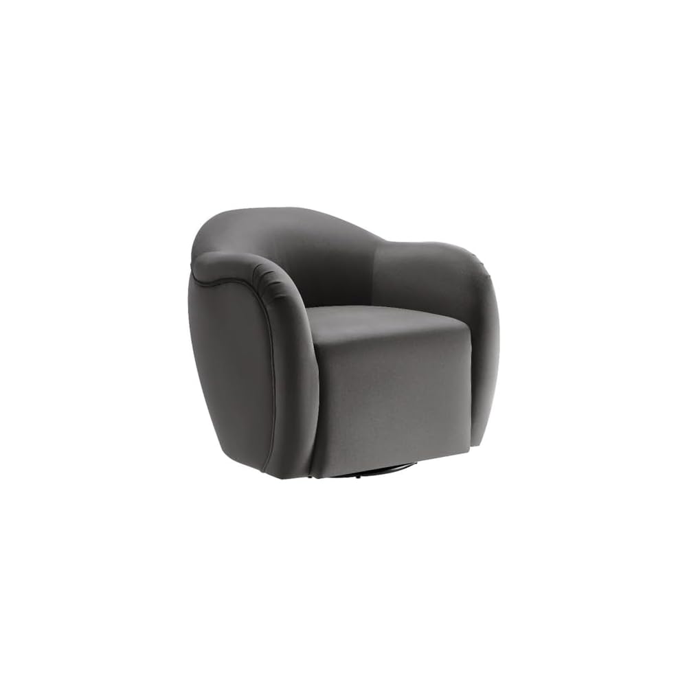 Modway Compose Performance Velvet Swivel Armchair in Alabaster - Barrel Accent Chair - Comfy Round Single Sofa Chair with 360° Rotation - Modern Upholstered Club Chair for Living Room, Bedroom