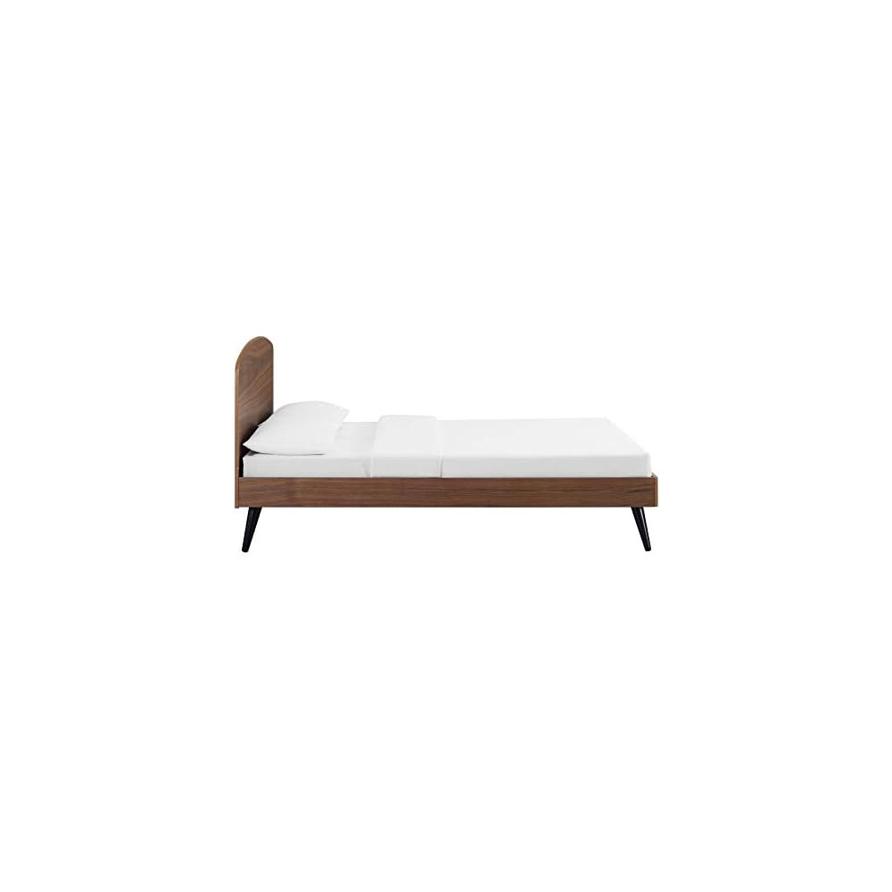 Modway Bronwen Queen Wood Platform Bed in Walnut
