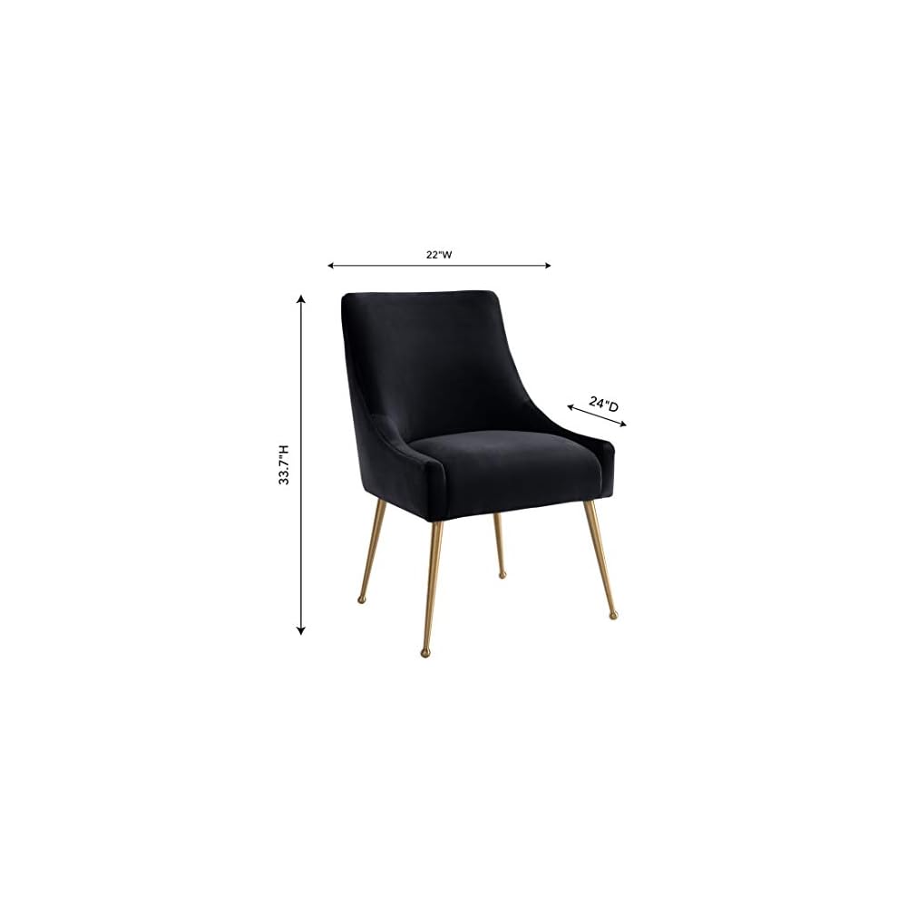 TOV Furniture Beatrix Ultra Modern Velvet Upholstered Dining Side Chair, 22" Black