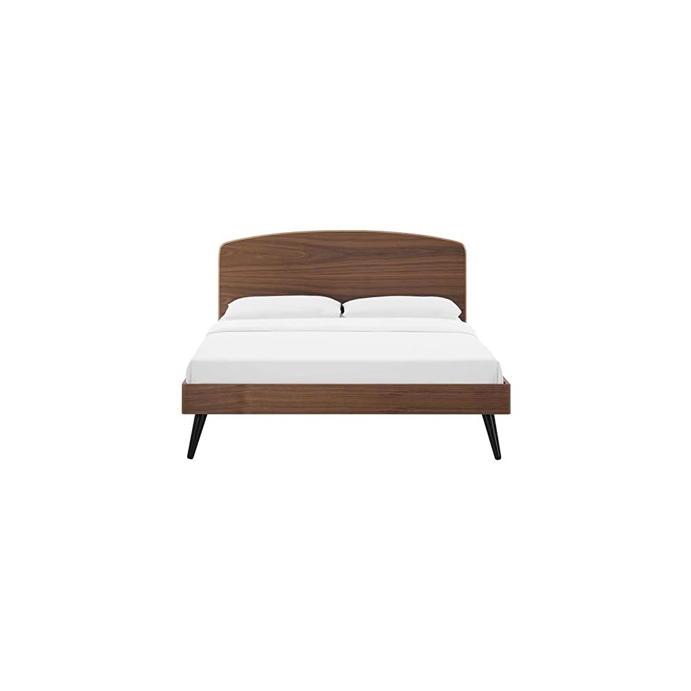 Modway Bronwen Queen Wood Platform Bed in Walnut