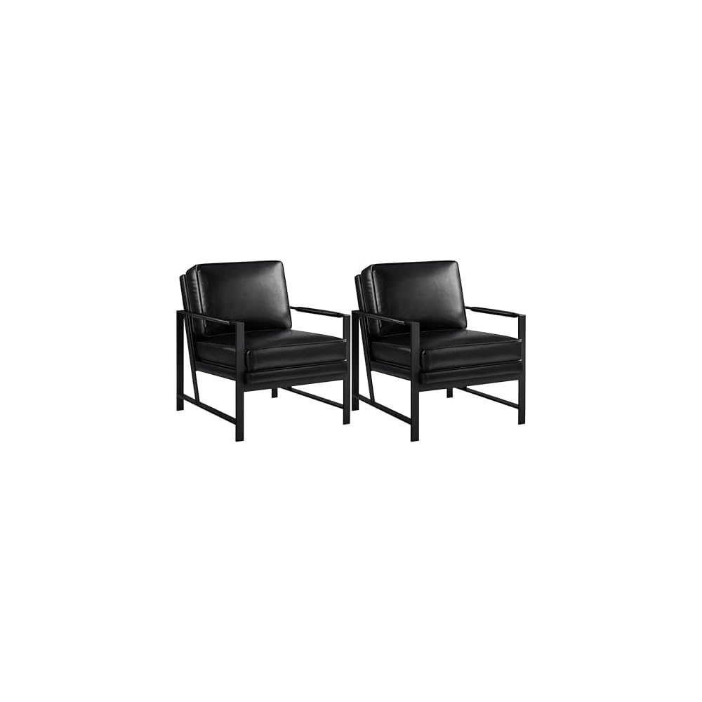 Yaheetech Mid-Century Modern Accent Chairs Set of 2, Black