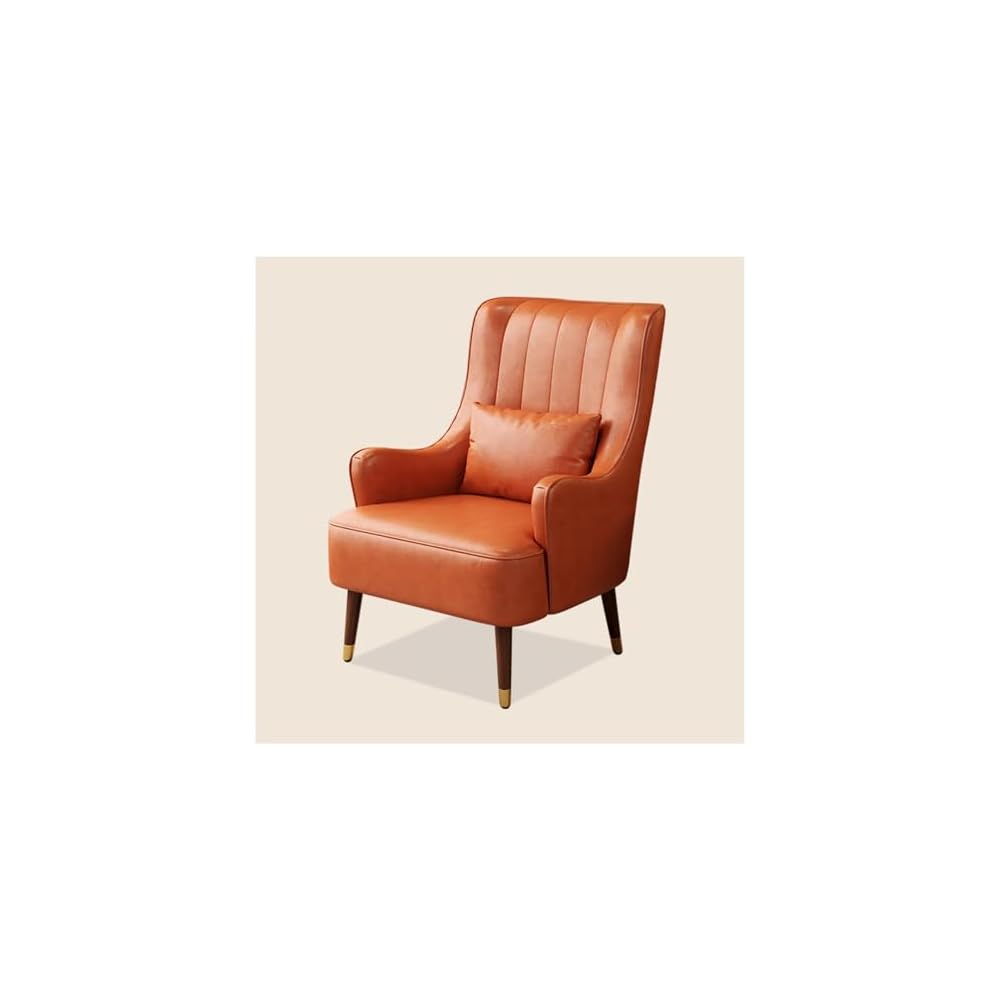 PU Leather Accent Chair Italian Style Single Sofa Genuine Leather Cigar American Style Exquisite Furniture Compression Resistant & Collapse Resistant for Living Lounge Whisky Bar(with Footstool)