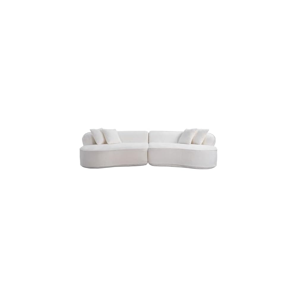 114-Inch Curved Boneless Modular Sofa Compressed 4-Seat Cloud Couch with 4 Pillows, Modern Curved Boneless Foam Sofa Floor Deep Seat Cloud Couch for Living Room Bedroom