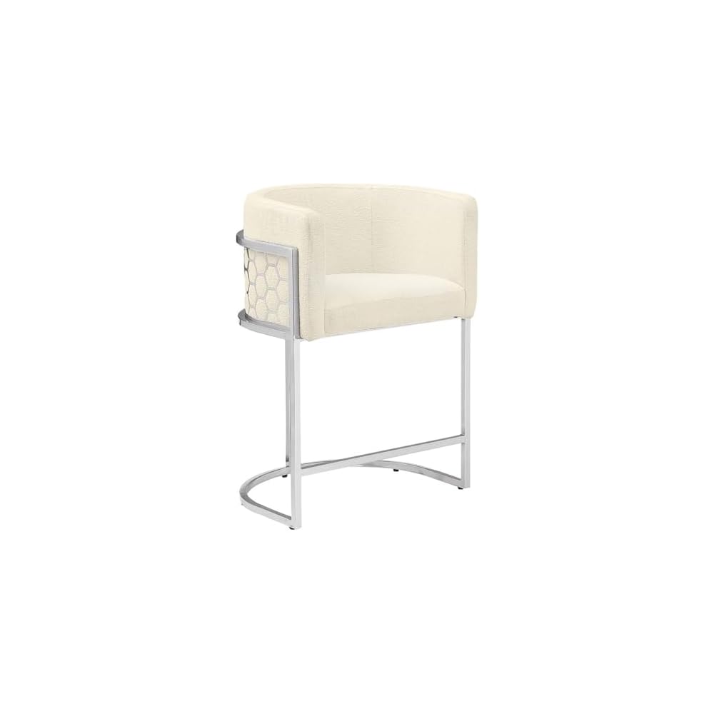 Best Quality Furniture TM THE Best Choice for Your Home Modern Honeycomb Armchairs with Chrome Base, Silver or Gold Frame Options (Teddy Fabric, Black/Silver, Counter Height Chair)