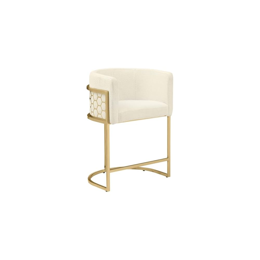 Best Quality Furniture TM THE Best Choice for Your Home Modern Honeycomb Armchairs with Chrome Base, Silver or Gold Frame Options (Teddy Fabric, Black/Silver, Counter Height Chair)