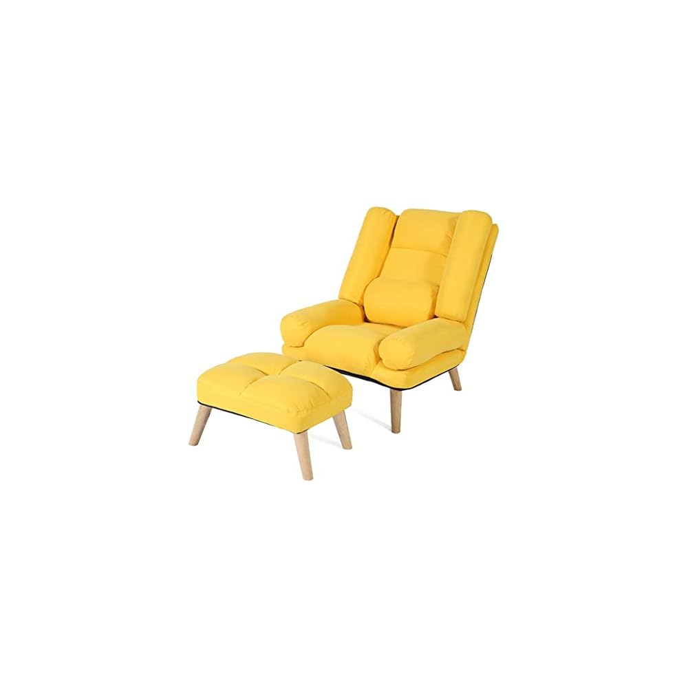 Modern Yellow Recliner Chair with Adjustable Armrest and Foot Rest for Living Room Office Dormitory Bedroom Ergonomic Design for Elderly Comfort