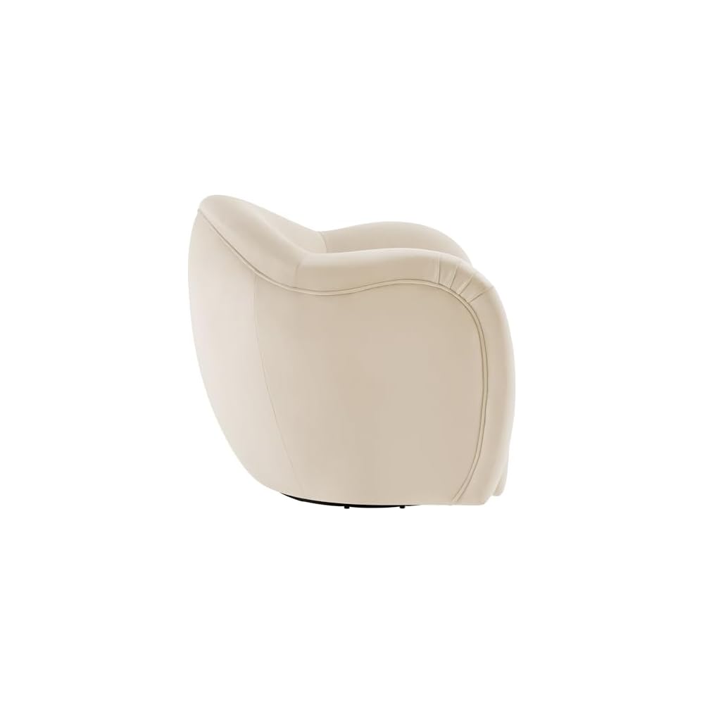 Modway Compose Performance Velvet Swivel Armchair in Alabaster - Barrel Accent Chair - Comfy Round Single Sofa Chair with 360° Rotation - Modern Upholstered Club Chair for Living Room, Bedroom