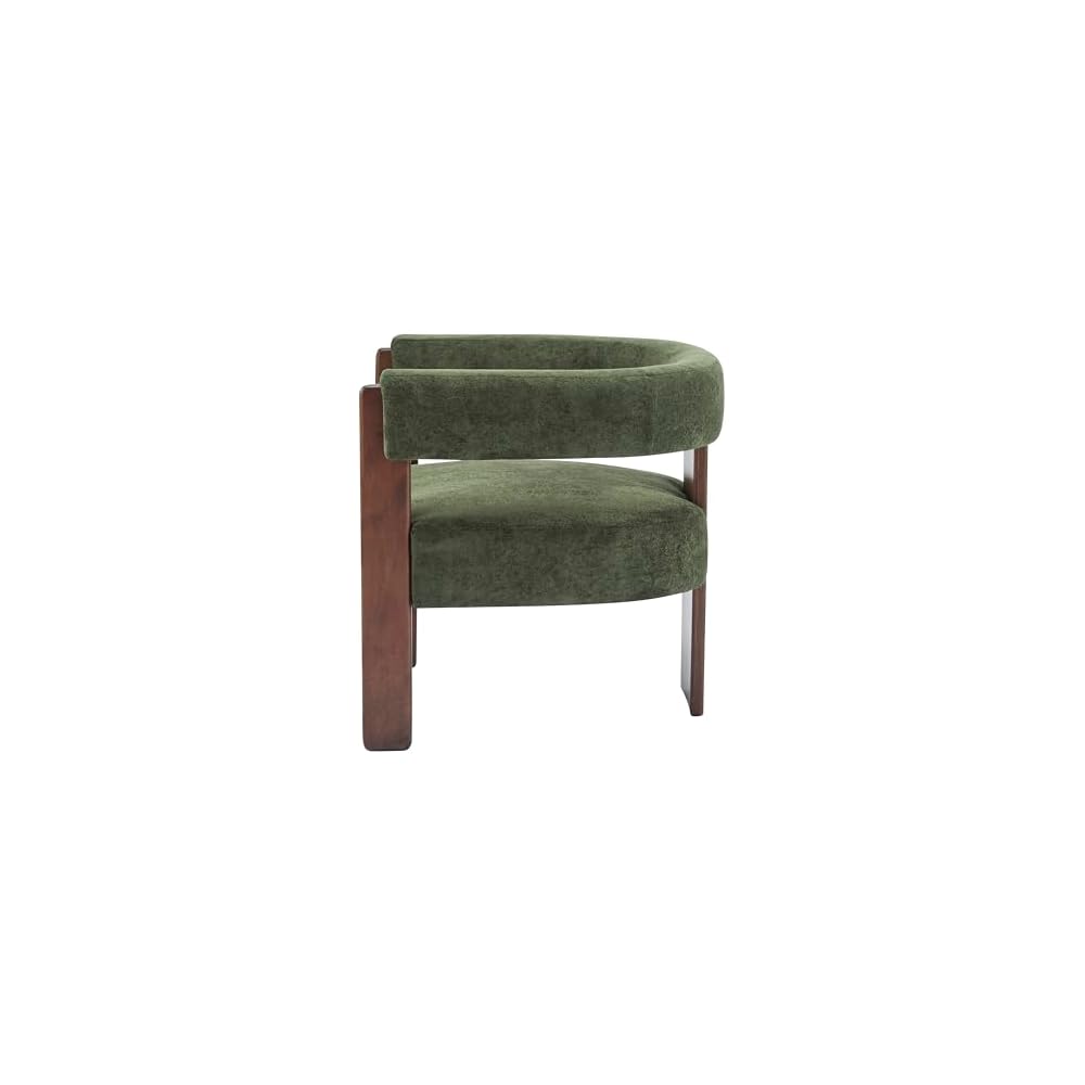 Christopher Knight Home Nettie Modern Accent Chair for Living Room, Velvet Fabric Single Lounge Sofa Chair with Wooden Frame, Comfy Reading Chair for Bedroom, Lounge Armchair with Cushion, Olive Green