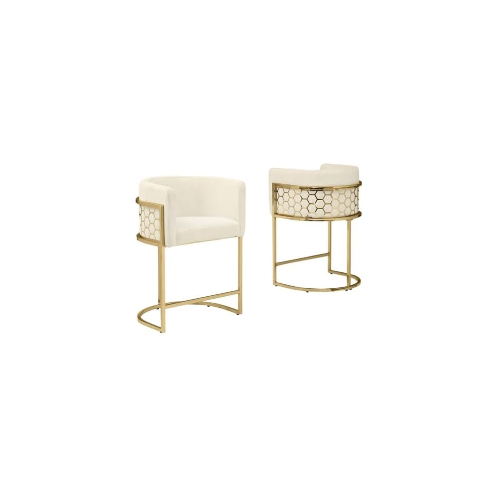 Best Quality Furniture TM THE Best Choice for Your Home Modern Honeycomb Armchairs with Chrome Base, Silver or Gold Frame Options (Teddy Fabric, Black/Silver, Counter Height Chair)