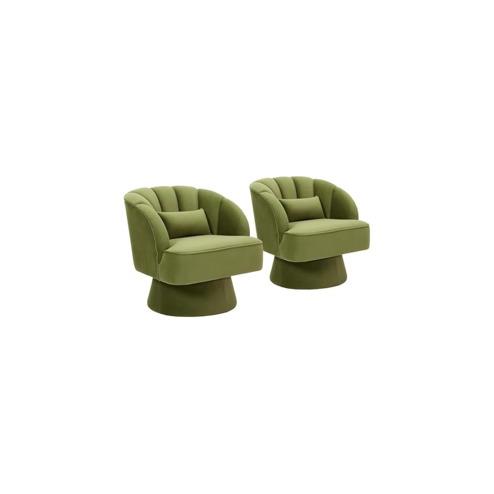 Set of 2 Modern Teddy Fabric Swivel Barrel Chairs, 360° Rotating Lounge Armchairs with Striped Backrest and Soft Cushion, Comfy Accent Chairs for Living Room, Bedroom, or Reading Nook, Black