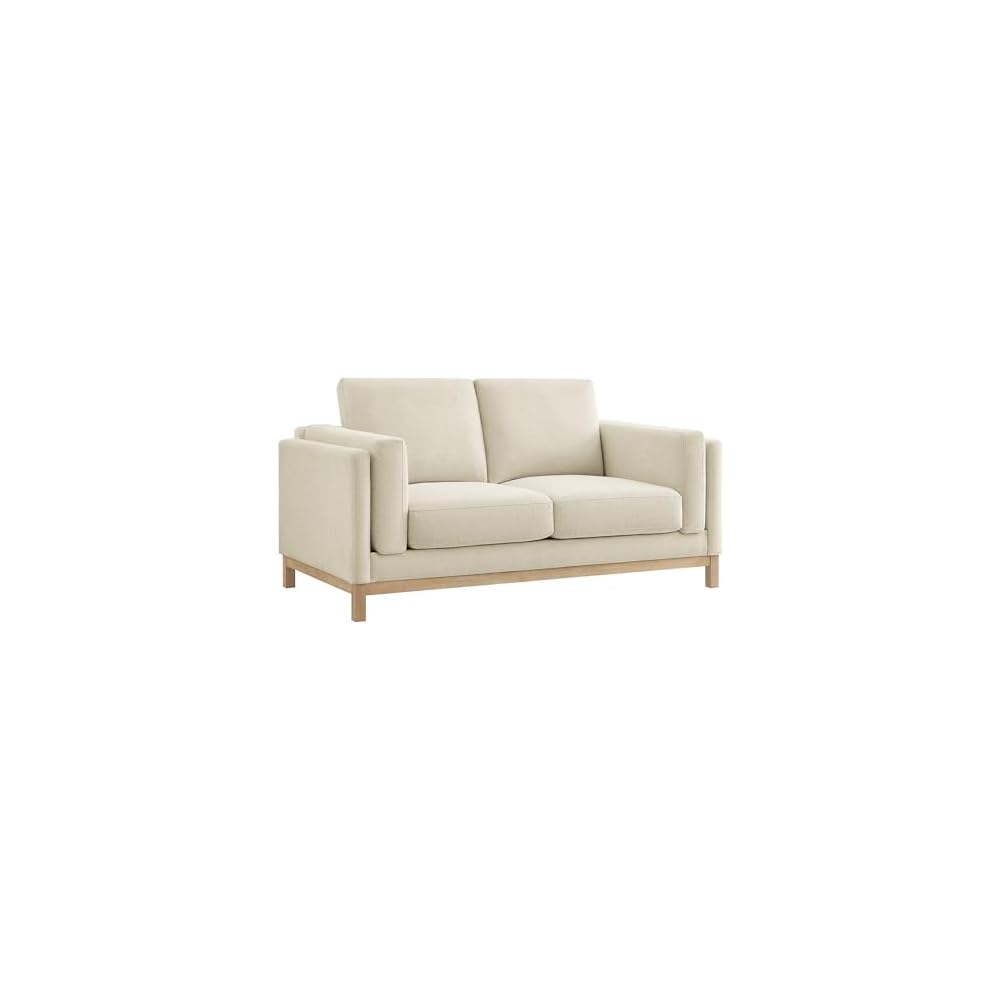 Modway Roscoe 63 Inch Fabric Loveseat in Ivory - Comfortable Upholstered 2 Seater Couch for Living Room, Apartment, or Office Seating
