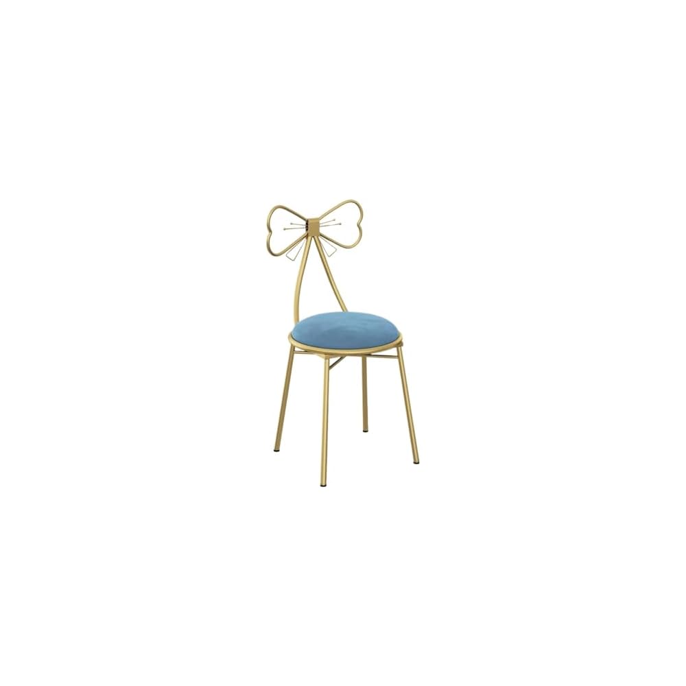 Vanity Chair for Makeup Room, Mid-Century Modern Velvet Makeup Chair with Butterfly Backrest Metal Legs for Bedroom Living Room, Gray1