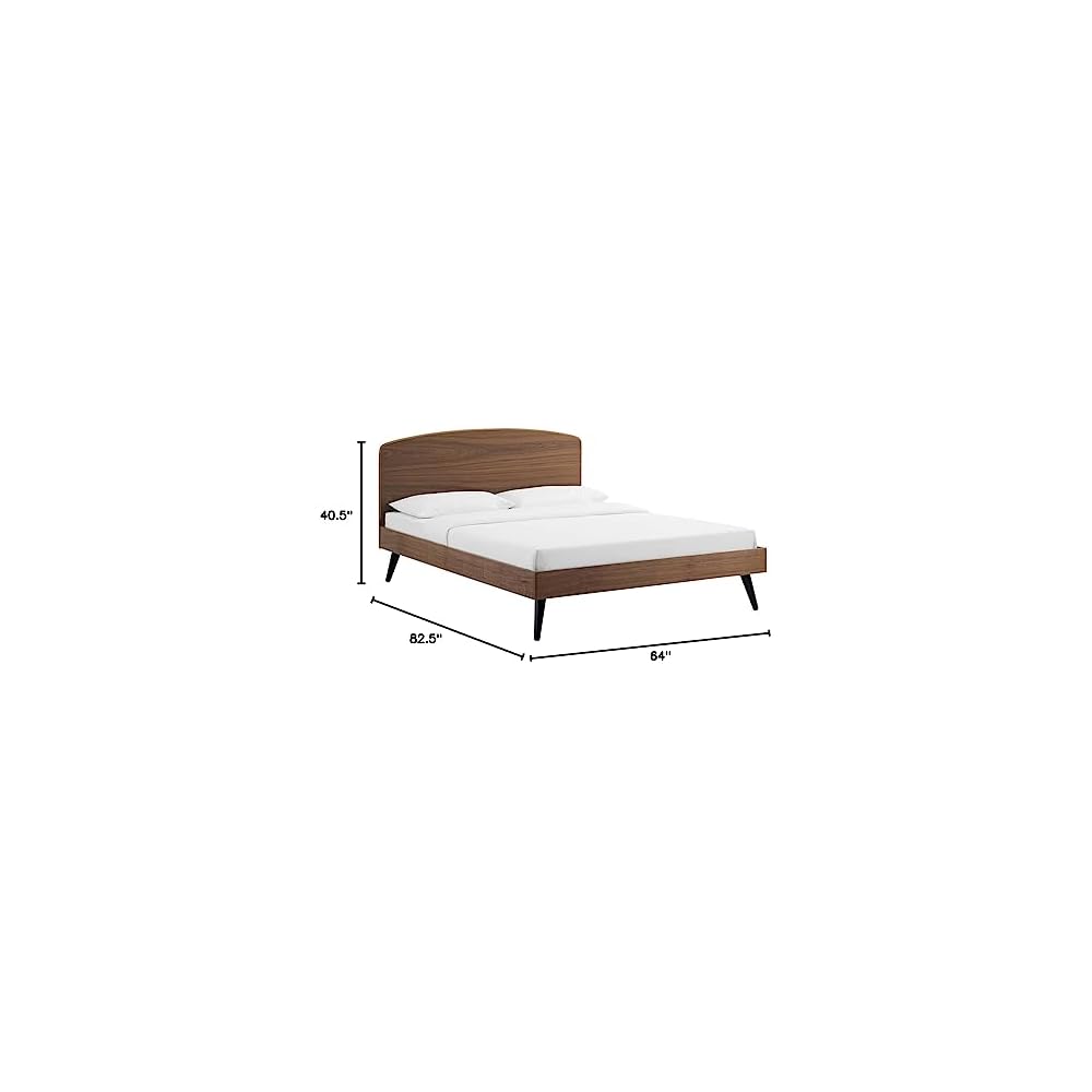 Modway Bronwen Queen Wood Platform Bed in Walnut