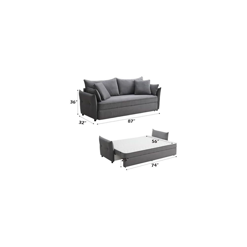 Acme Irina Rectangular Sofa with Sleeper in Gray