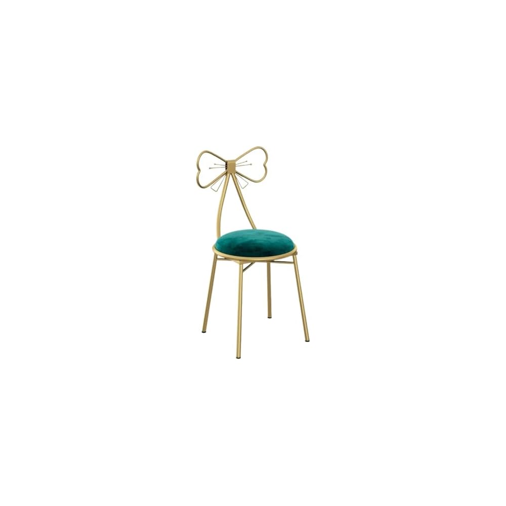 Vanity Chair for Makeup Room, Mid-Century Modern Velvet Makeup Chair with Butterfly Backrest Metal Legs for Bedroom Living Room, Gray1