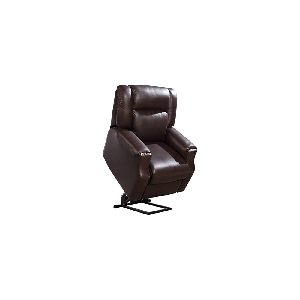 Power Lift Recliner Chair Electric Lift Chair for Elderly Easy to Install Easy to Clean Leather Living Room Chair Sofa (Dark Brown)