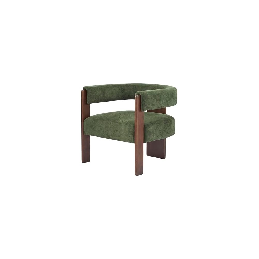 Christopher Knight Home Nettie Modern Accent Chair for Living Room, Velvet Fabric Single Lounge Sofa Chair with Wooden Frame, Comfy Reading Chair for Bedroom, Lounge Armchair with Cushion, Olive Green
