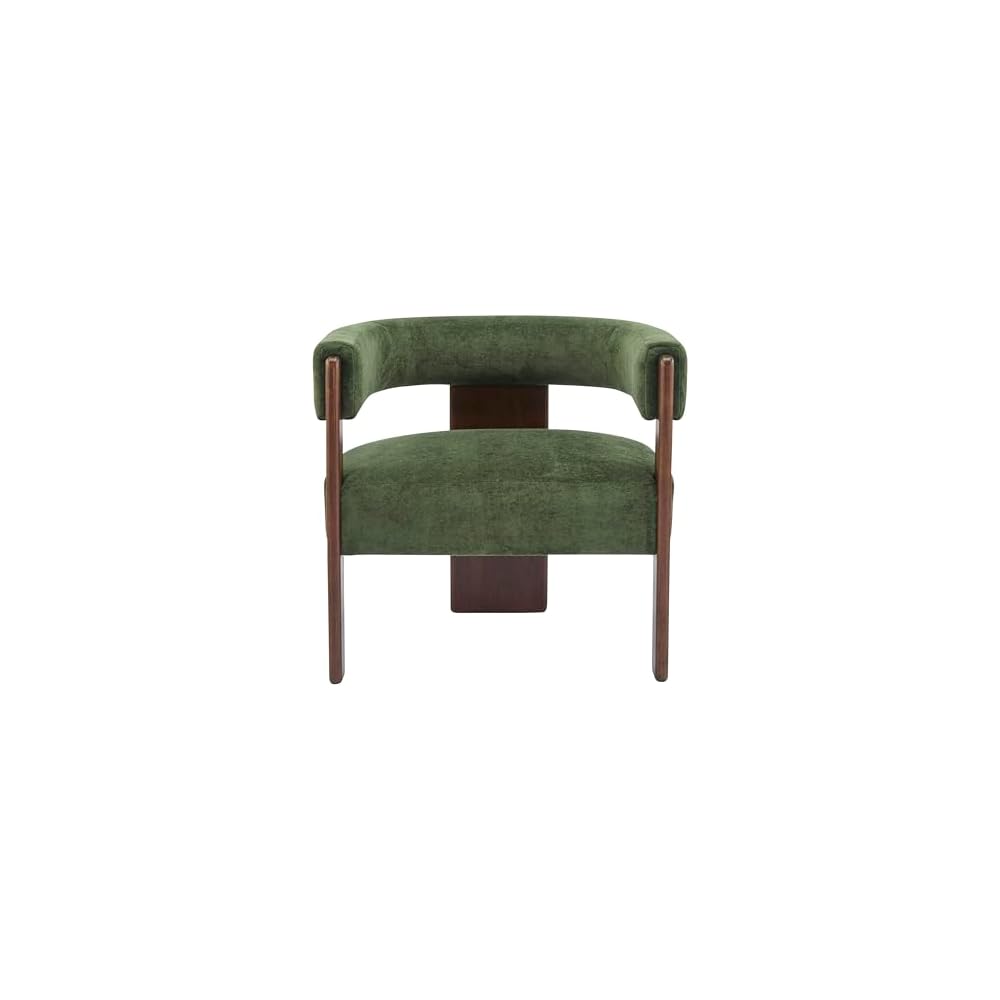 Christopher Knight Home Nettie Modern Accent Chair for Living Room, Velvet Fabric Single Lounge Sofa Chair with Wooden Frame, Comfy Reading Chair for Bedroom, Lounge Armchair with Cushion, Olive Green