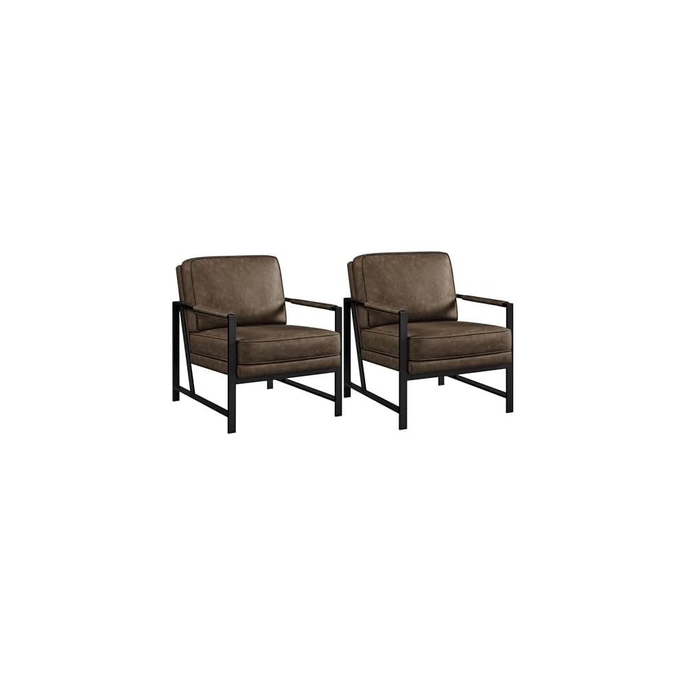 Yaheetech Mid-Century Modern Accent Chairs Set of 2, Black