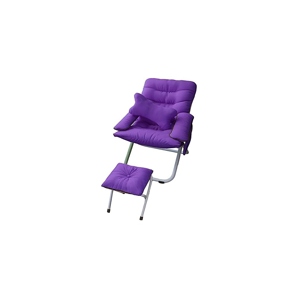 Renovation House Chairs Reclining Chair Folding Chair Lazy Couch Living Room Adjustable Recliner Dormitory Chair with Footstool and Pillow Including Detachable Cotton Cover Durable (Color : Pink)