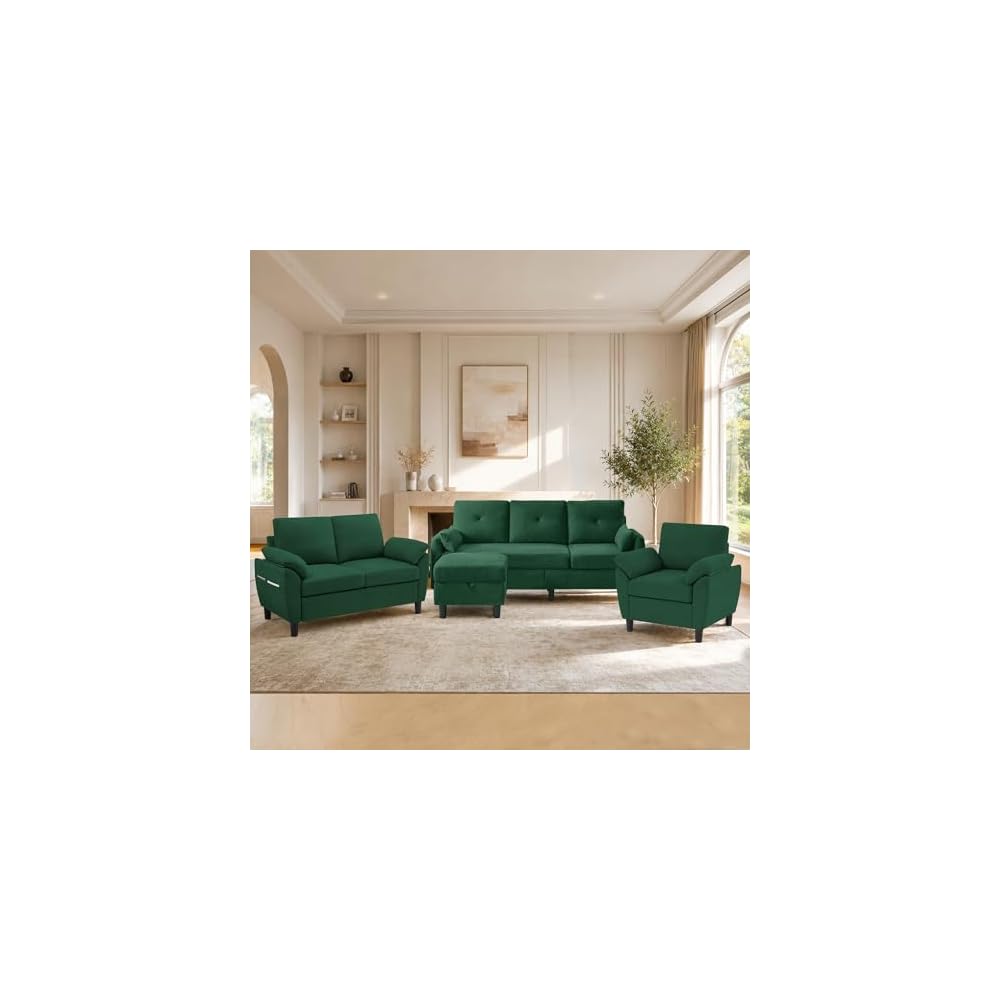Living Room Furniture Sets, L Shaped Couch and Loveseat and Chair, Sofa Set