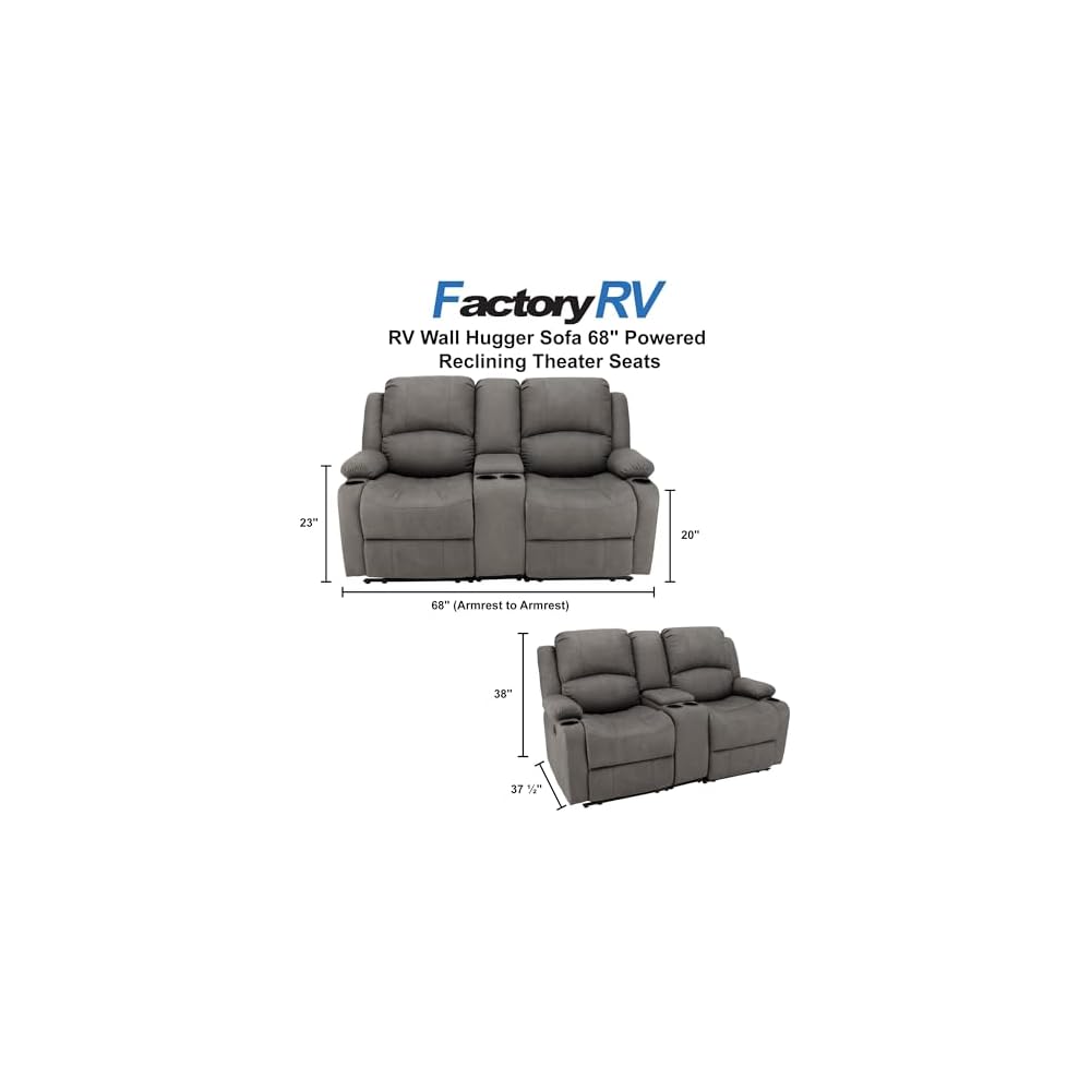 Camper Comfort 67" Powered Wall Hugger Reclining, Slate