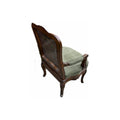 Vintage Rattan Accent Armchair – Solid Wood Upholstered Lounge Chair with Cane Back for Living Room, Reading Nook