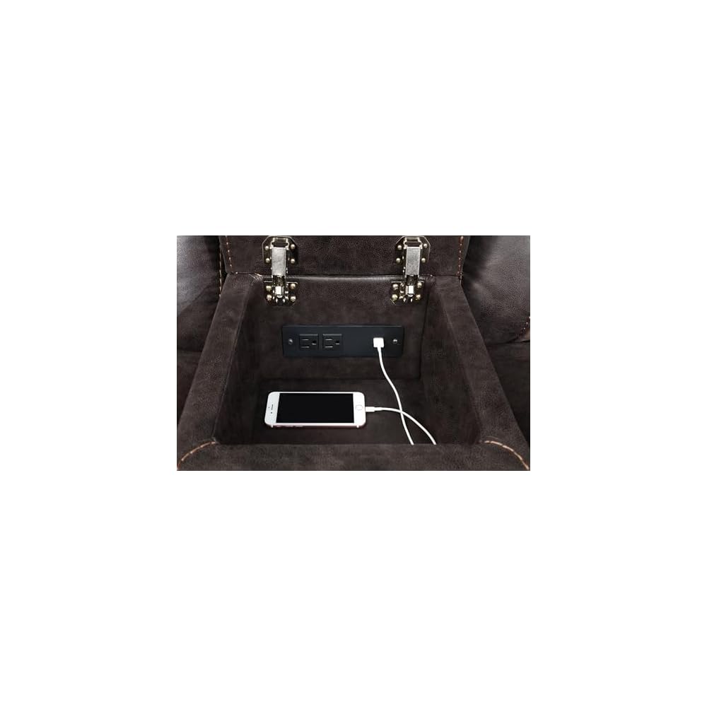 Coaster Greer Reclining Glider Loveseat with USB Charging, Brown 651355