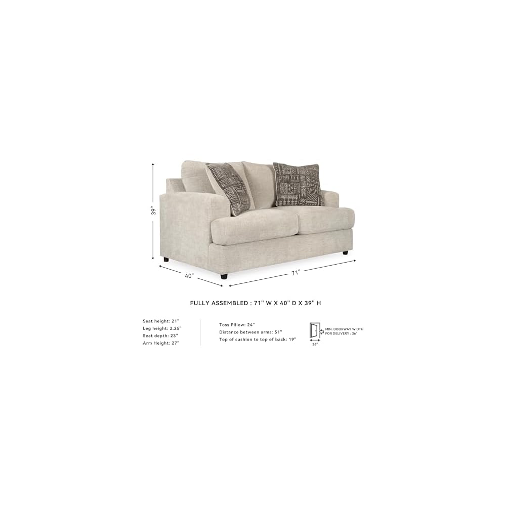 Signature Design by Ashley Soletren Loveseat, Stone Chenille Sofa Couch