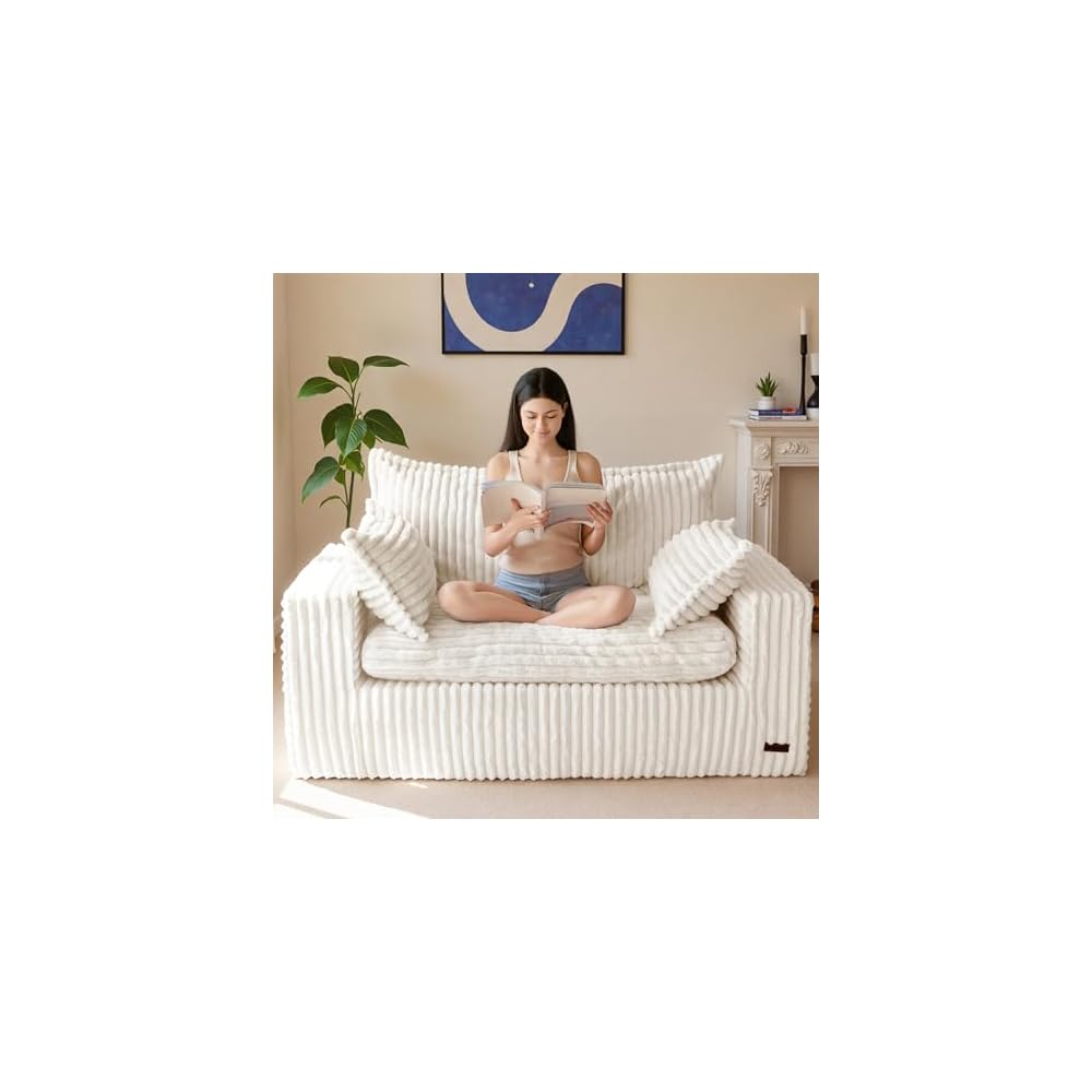 MAXYOYO Boneless Couch, 59-Inch Couch in a Box, Deep Loveseat