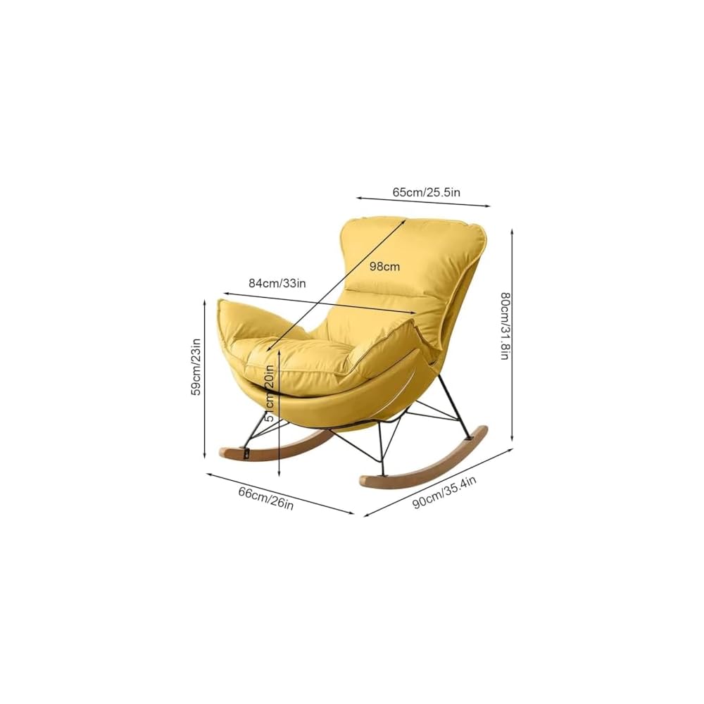 Leisure Sofa Rocking Chair and Footstool, Modern Armless Chair Recliner Chair,Sofa Chair for Bedroom,Balcony, Comfortable  Chair with Seat Cushion (Color : /Khaki, Size : with