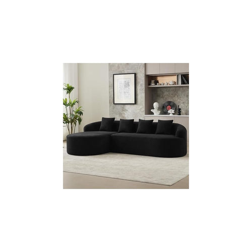 105" Boneless L Shaped Sectional Couch, Curved Cloud Deep Seat Sofa with Chaise Lounge, Oversized 4 Seater Couches for Living Room, No Assembly, Chenille Black