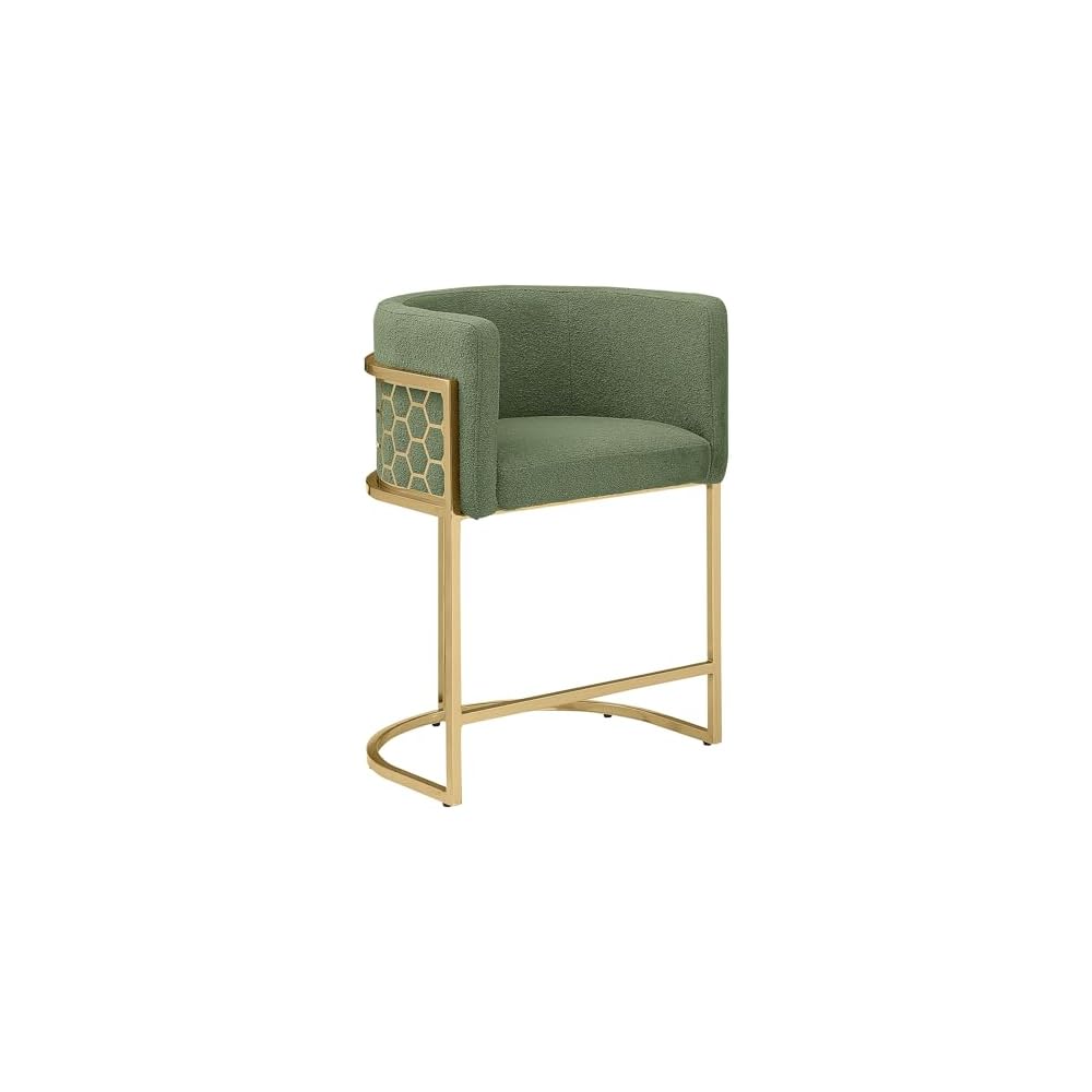 Best Quality Furniture TM THE Best Choice for Your Home Modern Honeycomb Armchairs with Chrome Base, Silver or Gold Frame Options (Teddy Fabric, Black/Silver, Counter Height Chair)