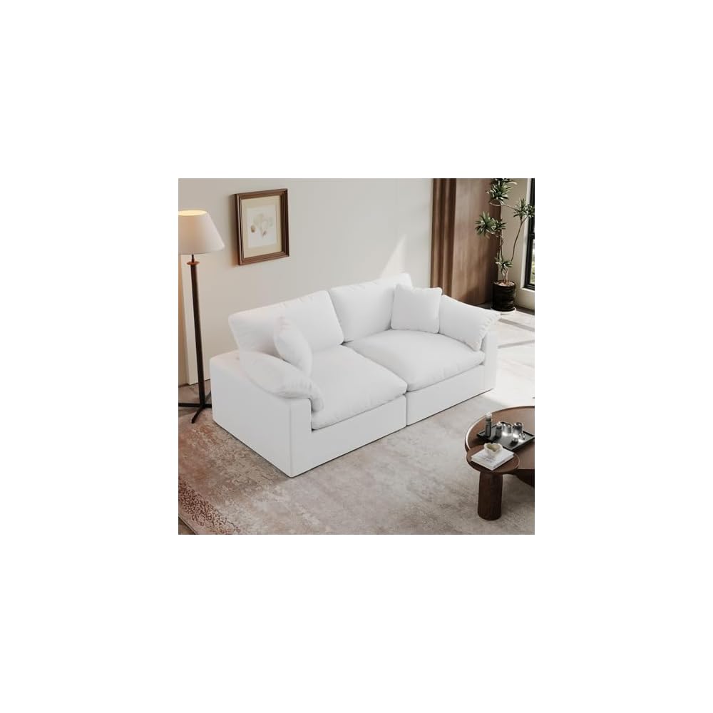 Oversized Cloud Sectional Couch, Loveseat Modular Cloud Sofa,White