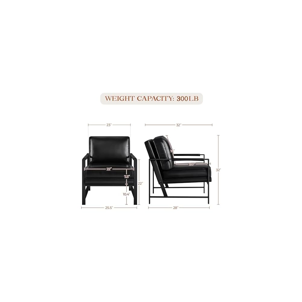 Yaheetech Mid-Century Modern Accent Chairs Set of 2, Black