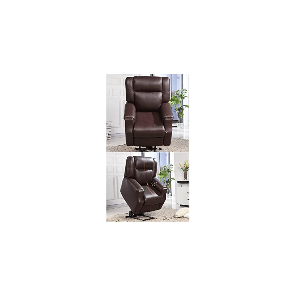 Power Lift Recliner Chair Electric Lift Chair for Elderly Easy to Install Easy to Clean Leather Living Room Chair Sofa (Dark Brown)