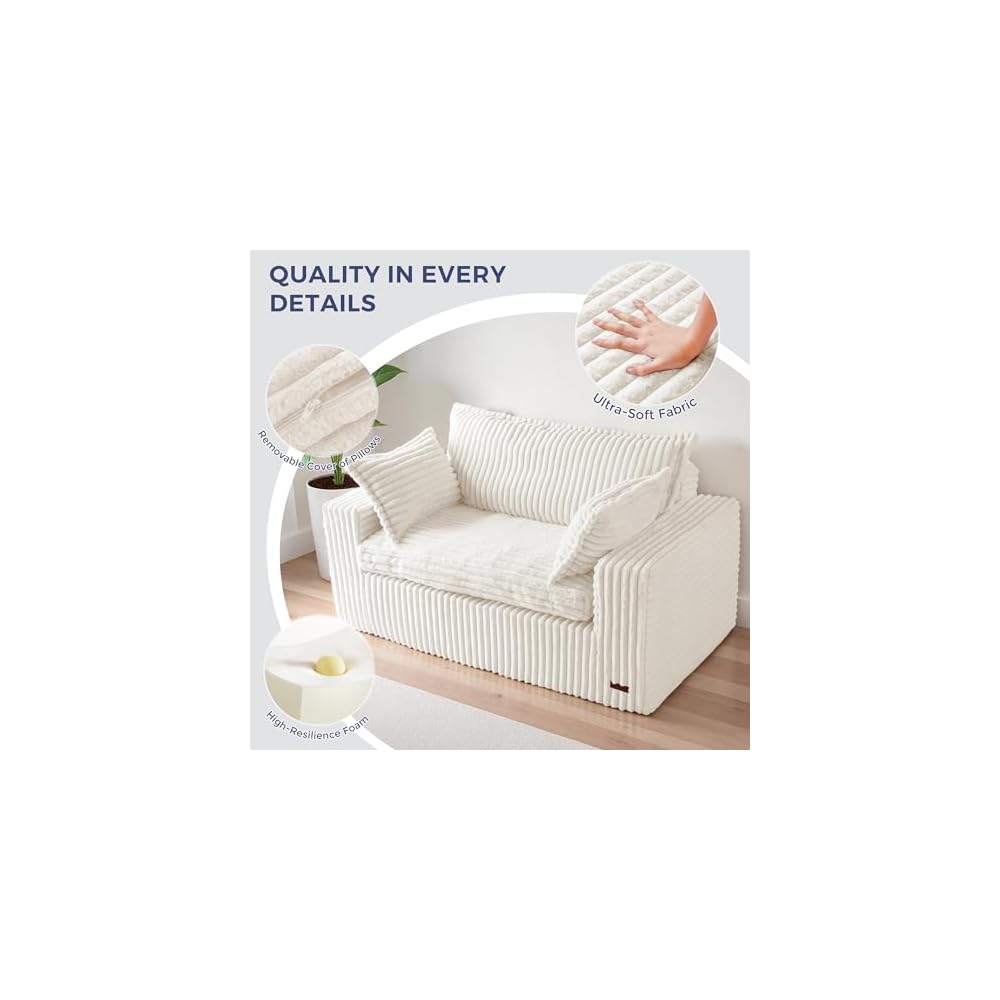 MAXYOYO Boneless Couch, 59-Inch Couch in a Box, Deep Loveseat