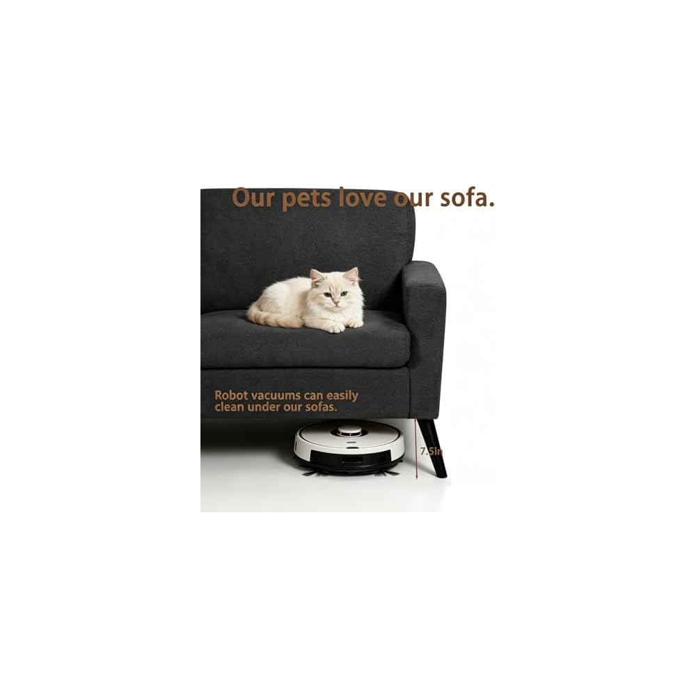 60" Loveseat Sofa with Side Table & USB Port, Modern 2 Seater Small Couch for Bedroom Living Room, Mini Sofa for Small Spaces, Beige, 680lbs Support (Grey)