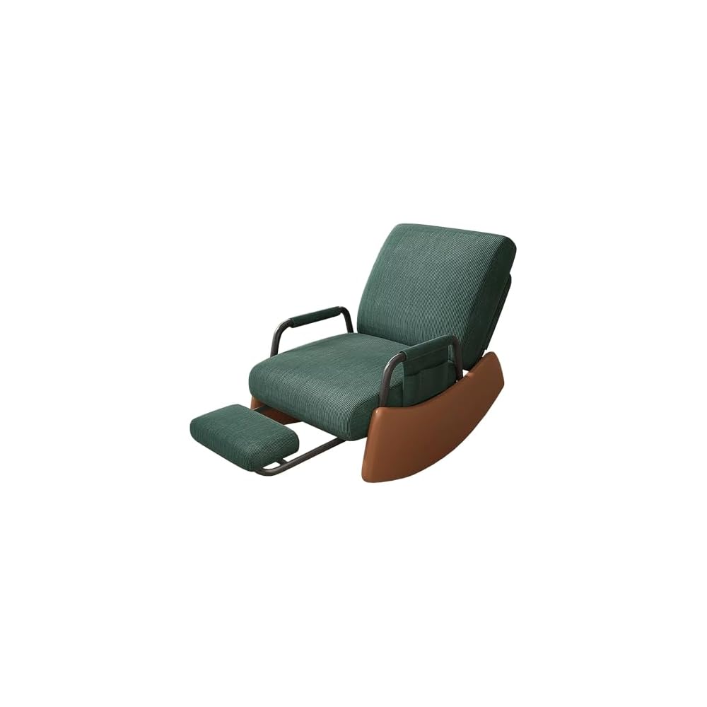 Rocking Chair with Retractable Footrest, Adjustable Backrest, Upholstered Rocker Chair with Side Pocket, Nursery Relax Armchair, Modern Leisure Recliner, for Bedroom, Living Room (Color :