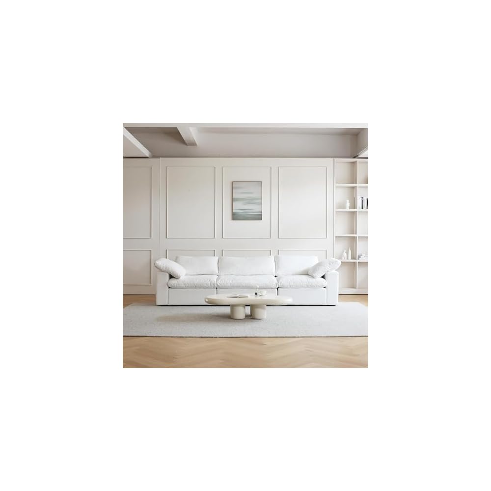 JACH Modular Sectional Sofas for Living Room, Deep 3-Seats Convertible Couch, Cushion Covers Removable, Modern Cloud Sectional Couches for Apartment (White)