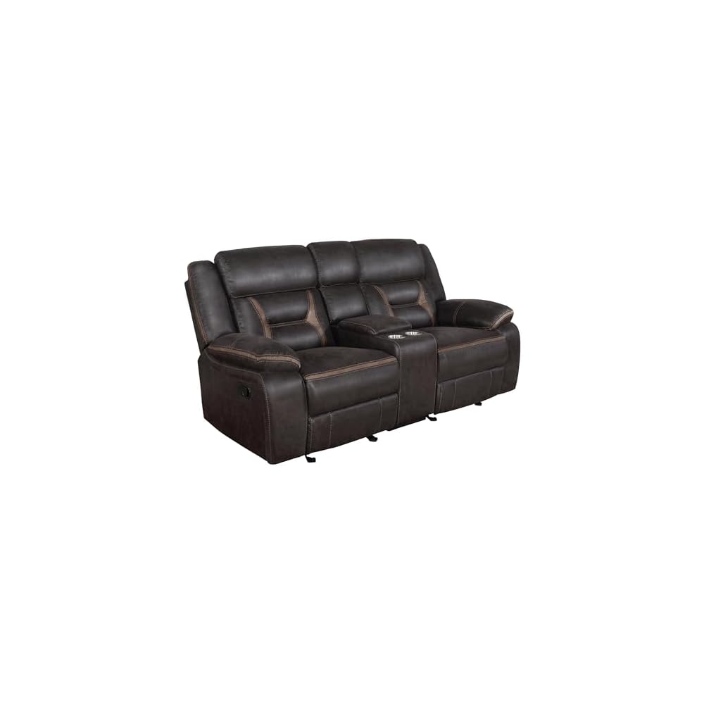 Coaster Greer Reclining Glider Loveseat with USB Charging, Brown 651355