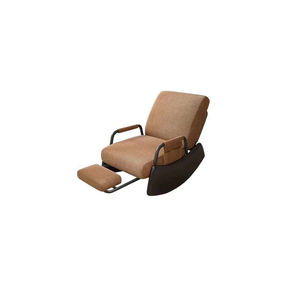 Rocking Chair with Retractable Footrest, Adjustable Backrest, Upholstered Rocker Chair with Side Pocket, Nursery Relax Armchair, Modern Leisure Recliner, for Bedroom, Living Room (Color :