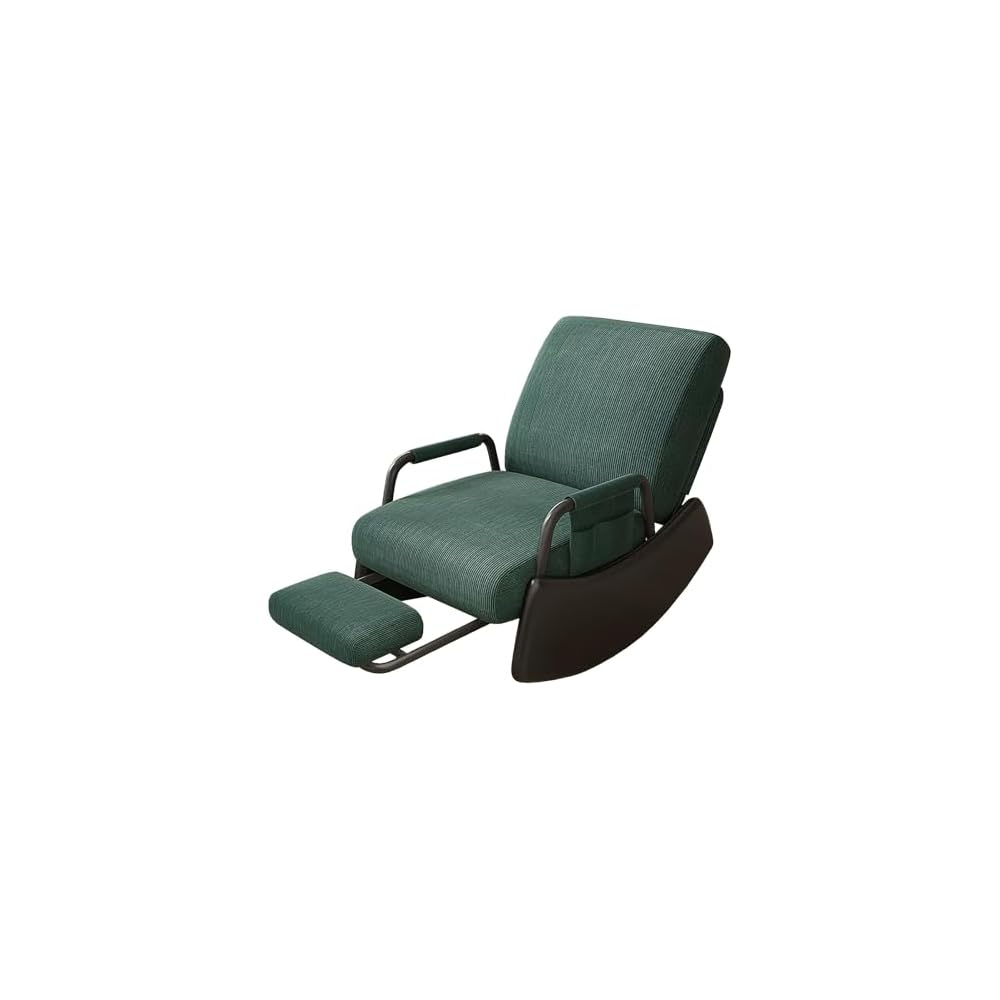 Rocking Chair with Retractable Footrest, Adjustable Backrest, Upholstered Rocker Chair with Side Pocket, Nursery Relax Armchair, Modern Leisure Recliner, for Bedroom, Living Room (Color :